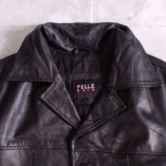 Vintage 90s Leather Winter Jacket Heavy Duty PELLE CUIR HOMME - Picture 3 of 9